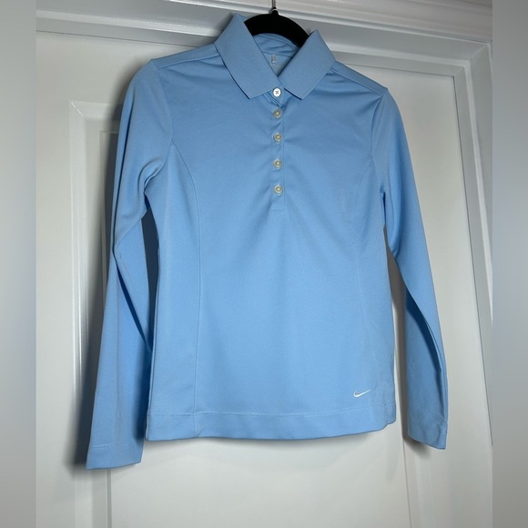 Nike Tops - Nike Sky Blue Long Sleeve Polo